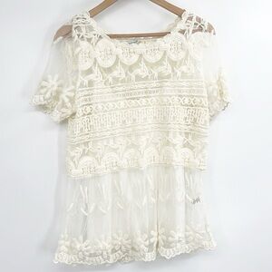 Sundance Sense of Wonder Top Lace Sheer Size Small Ivory